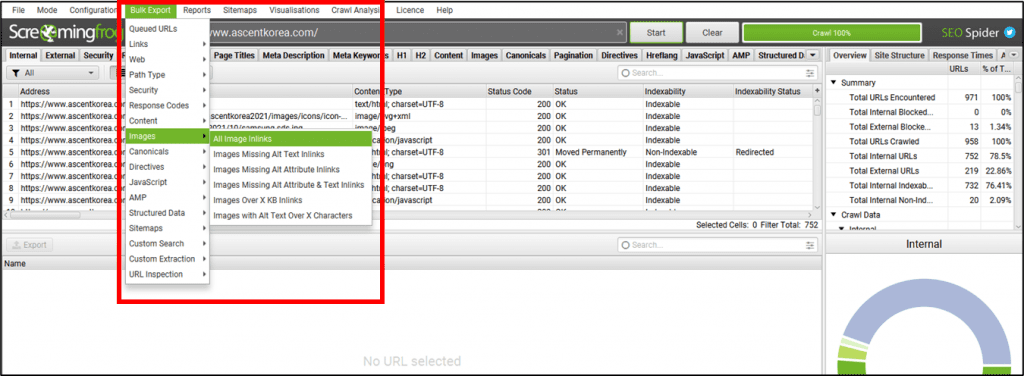 Screaming Frog SEO Spider - All Image Inlinks Download