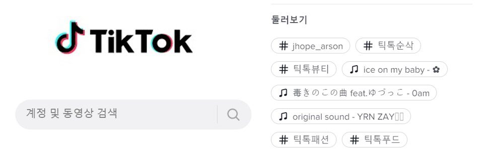 틱톡(TikTok) 검색과 추천